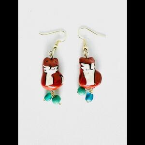 Handcrafted Playful Animal Earrings - Unique Red Design